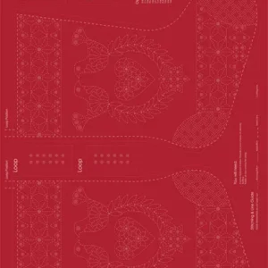 Devonstone Sashiko Stocking Linen Panel red DVC1001